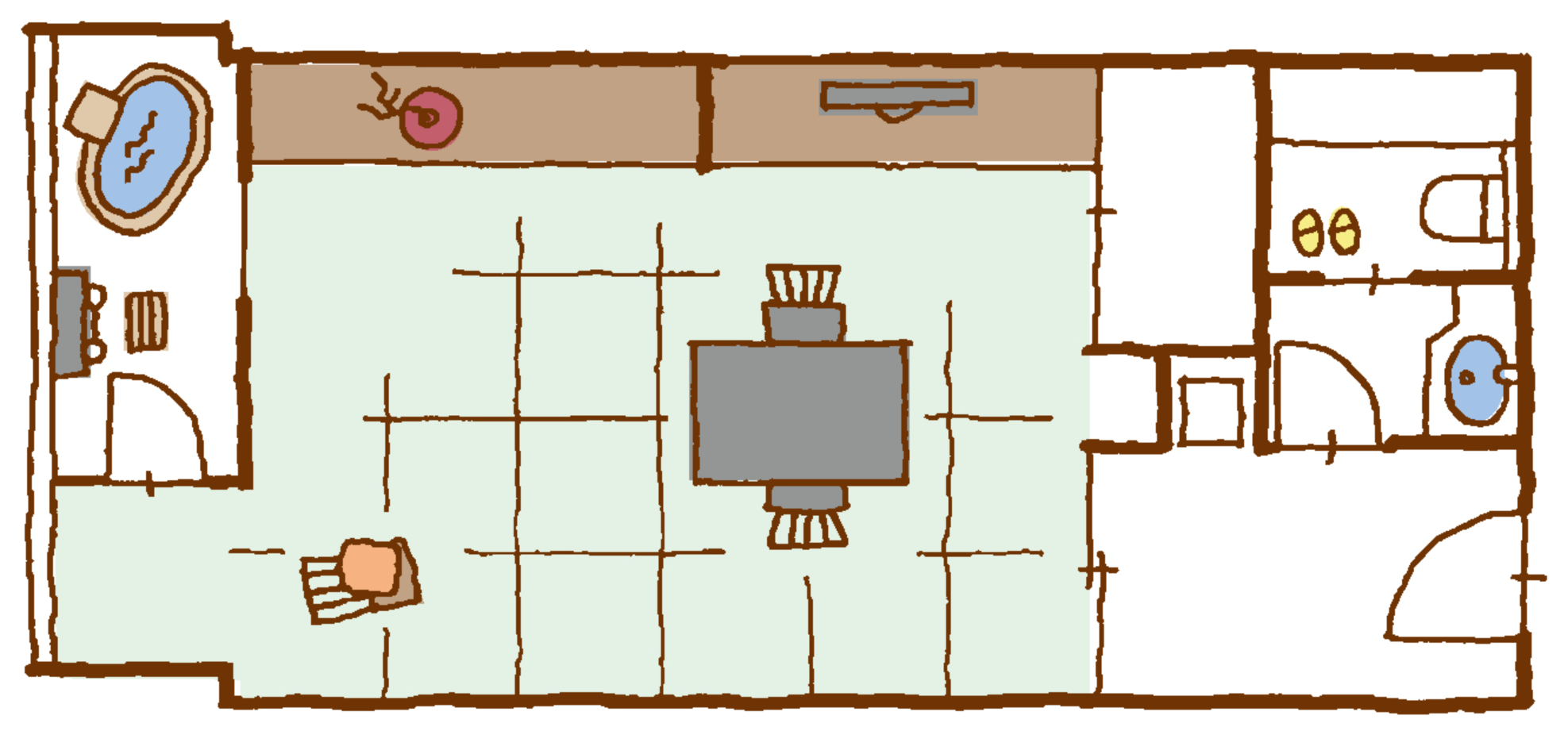 展望温泉付和室 間取り図